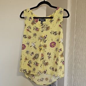 Modcloth Zodiac Astrology Sleeveless Blouse Yellow Small
